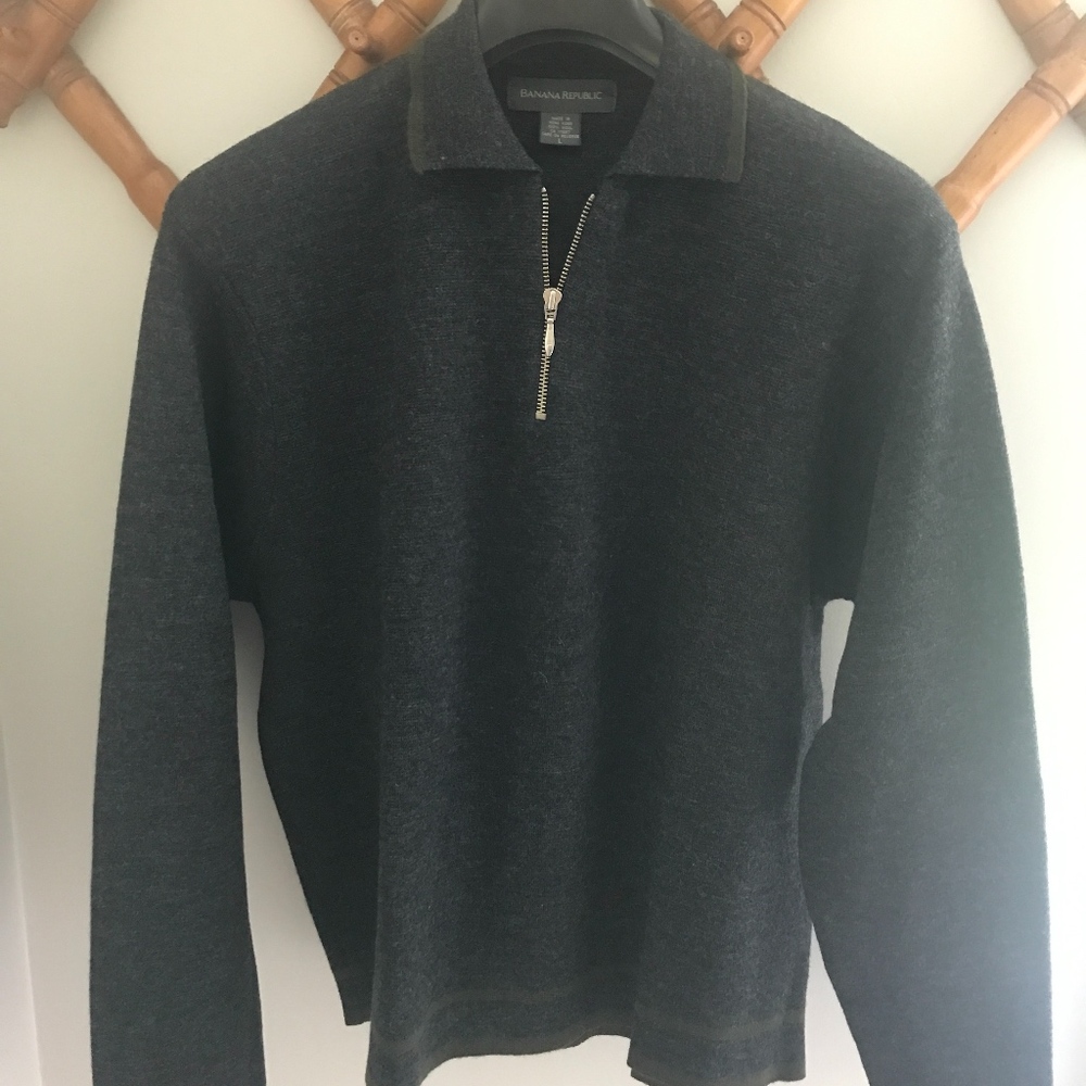 Banana Republic Collared Half Zip Wool Sweater